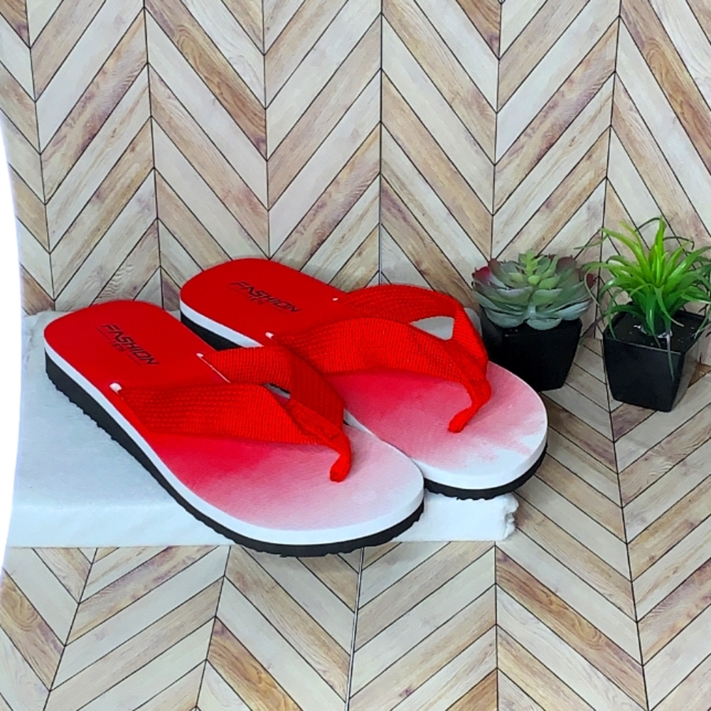 Red flip flops